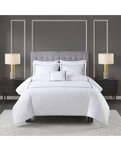 Madison Park 500 Thread Count Luxury Collection Cotton Sateen Embroidered Duvet Cover Set In White