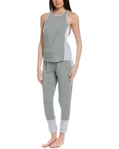 Splendid 2pc Panel Linen-blend Tank & Jogger Pant Set In Grey