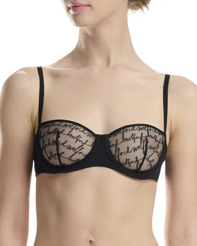 Wolford Women's Logo Embroidered Balconette Bra In Black