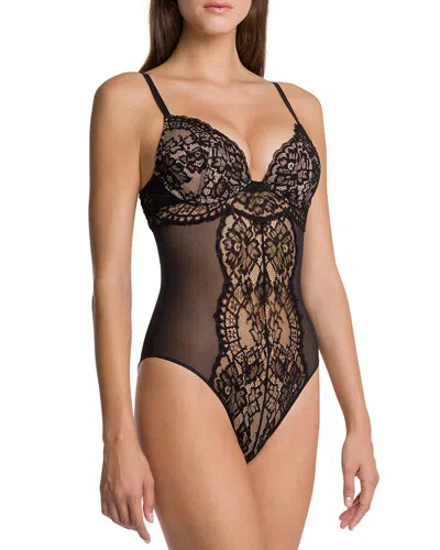 Wolford Belle Fleur Shaping Bodysuit In Black