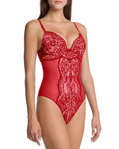 Wolford Belle Fleur Shaping Bodysuit In Red