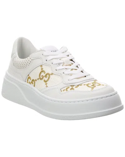 Gucci Gg Canvas & Leather Sneaker In White