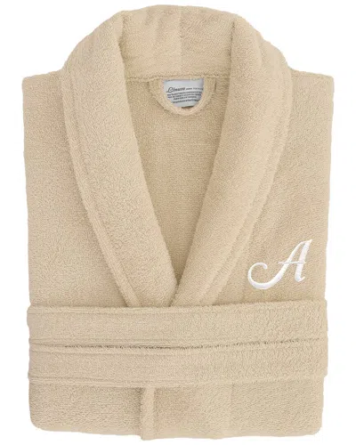 Linum Home Textiles Monogram Terry Bathrobe (a-z Linum Font) In Large/xl