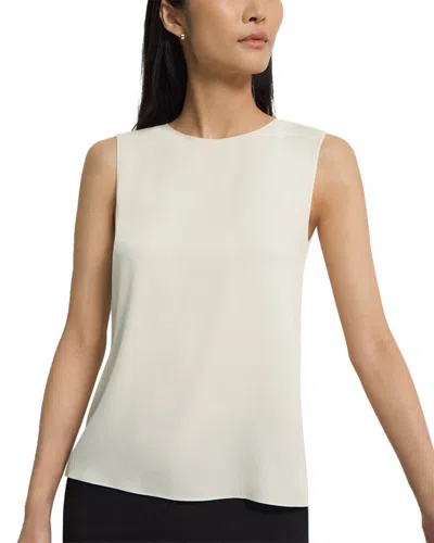 Theory Straight Shell Core Silk-blend Top In Beige