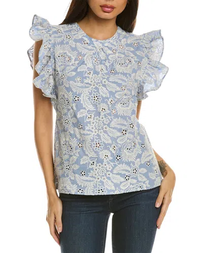 T Tahari Eyelet Top In Blue