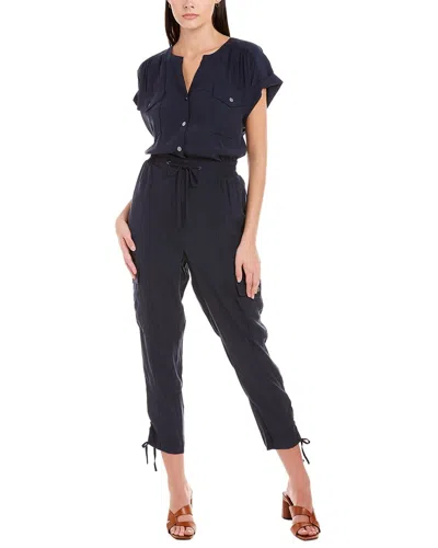 Elie Tahari Split Neck Jumpsuit In Navy