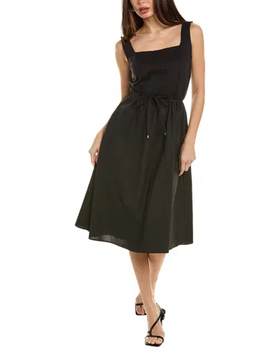 Ellen Tracy Mixed Media Midi Dress In Black