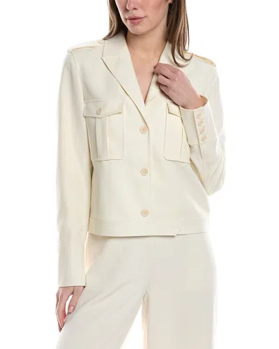 Theory Cashmere Gabardine Boxy Military Jacket In White