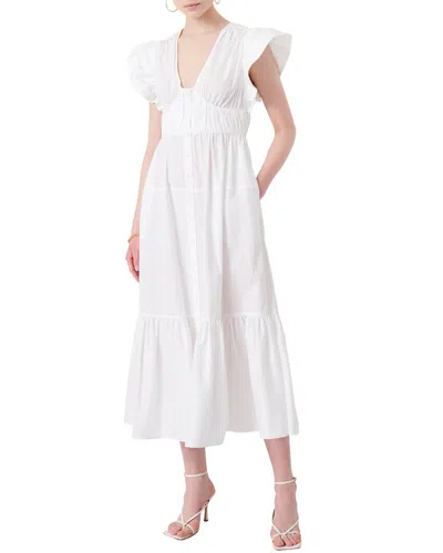 Derek Lam 10 Crosby Greta Ruffle Sleeve Dress In White