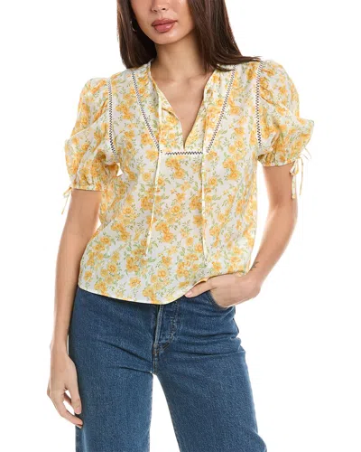 Derek Lam 10 Crosby Nora Puff Sleeve Top In Yellow