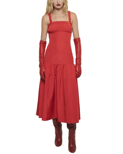 Derek Lam 10 Crosby Selena Gathered Bust Midi Dress In Red