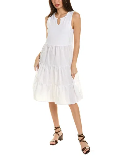Ellen Tracy Tiered Midi Dress In White
