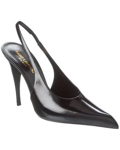 Saint Laurent Faye 110 Leather Slingback Pump In Black