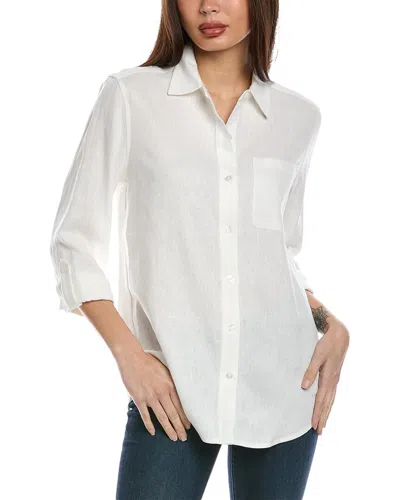 Jones New York Roll Tab Linen-blend Shirt In White