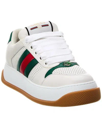 Gucci Screener Leather Trainers In White