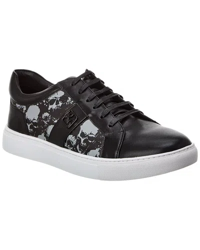 Robert Graham Wickett Leather Sneaker In Black