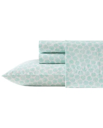 Laura Ashley 200 Thread Count Margate Shells Cotton Percale Sheet Set In Green