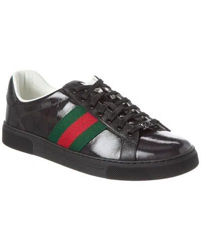 Gucci Ace Herrensneaker Aus Gg Crystal In Black