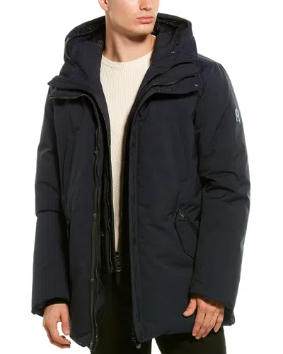 Mackage Edward Leather-trim Down Coat In Blue