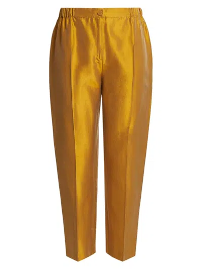 Marina Rinaldi Plus Size Nigeria Silk Cigarette Trousers In Gold