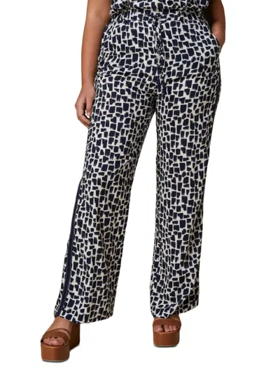 Marina Rinaldi Liriche Abstract Print Trousers In White