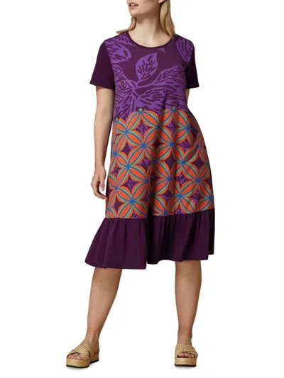 Marina Rinaldi Piroga Print Jersey Dress In Lilac