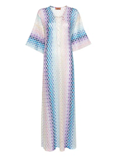 Missoni Lace-effect Lurex-detailed Dress In Blue