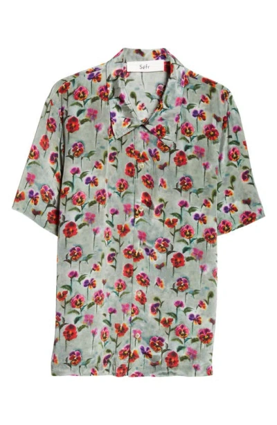 Séfr Noam Floral Short Sleeve Button-up Shirt In Multicolor