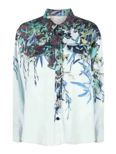 Forte Forte Printed Cotton And Linen Blend Overshirt In Multicolour