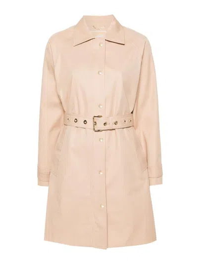 Michael Kors Belted Twill Trench Coat In Beige