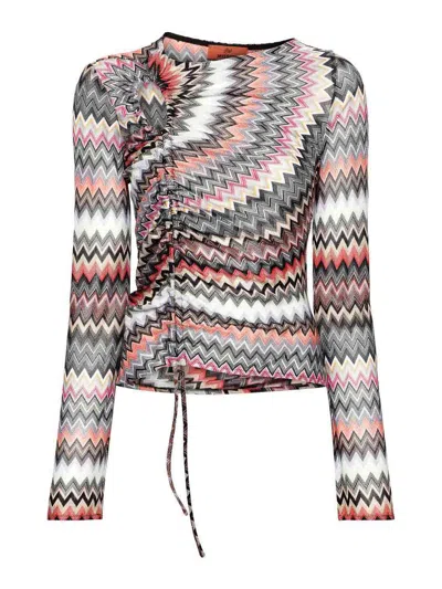 Missoni Zigzag-woven Asymmetric T-shirt In Multicolour