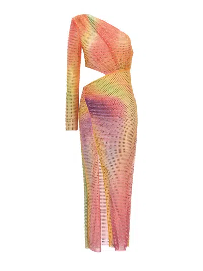 Self-portrait Rhinestone Midi Dress In Multicolour