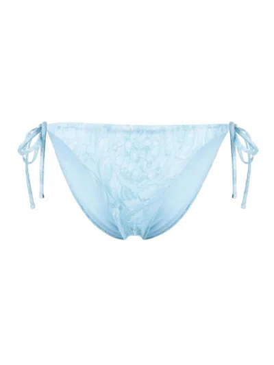 Versace Barocco-print Bikini Bottoms In Light Blue