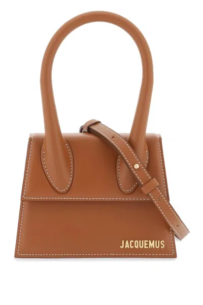 Jacquemus Leather Le Chiquito Moyen Top-handle Bag In Brown