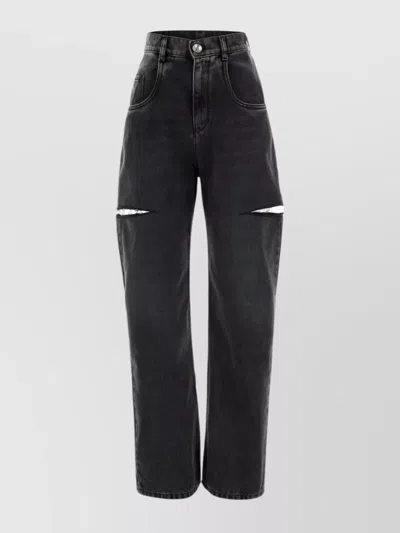 Maison Margiela Side Cutout Denim Jeans In Black Washed