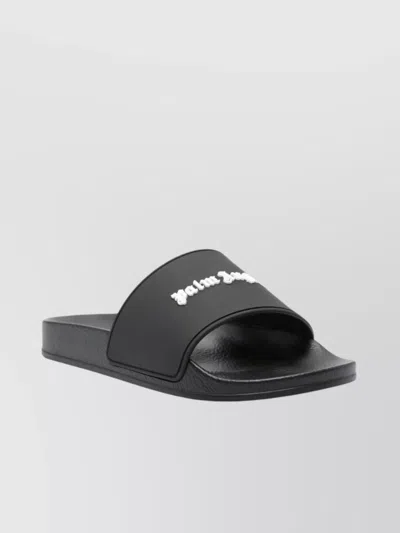 Palm Angels Slide Sandals With Embossed Logo In Black
