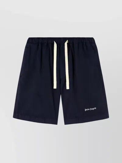 Palm Angels Classic Logo Bermuda Shorts In Navy Blue/off White