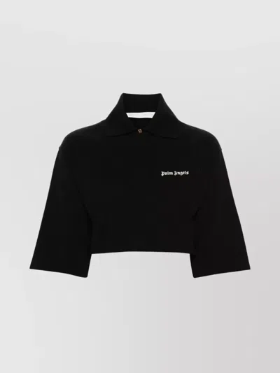 Palm Angels Polo Crop Logo In Black