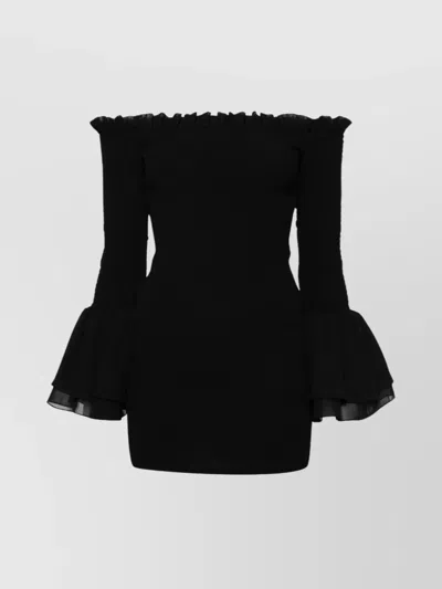 Rotate Birger Christensen Bellina Shirred Mini Dress In Black  