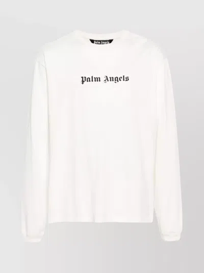 Palm Angels Long Sleeves Logo T-shirt In White