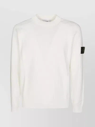 Stone Island Men's Cotton Micro Stitch Sweater In White