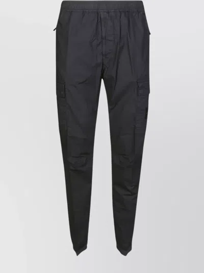 Stone Island Compass Patch Elasticated Waist Cargo Trousers In Navy