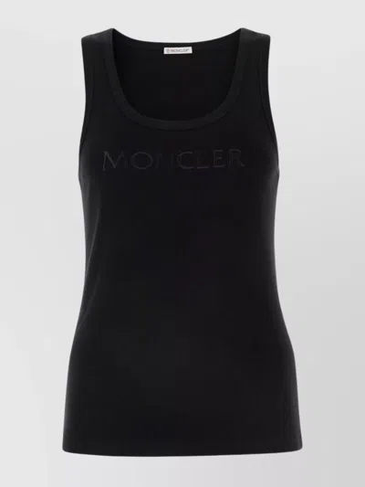 Moncler Logo-embroidered Tank Top In Black