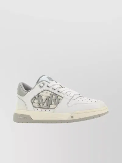 Amiri Logo-embossed Leather Sneakers In White