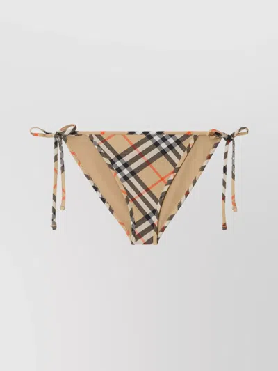 Burberry Check-pattern Bikini Briefs In Neutrals