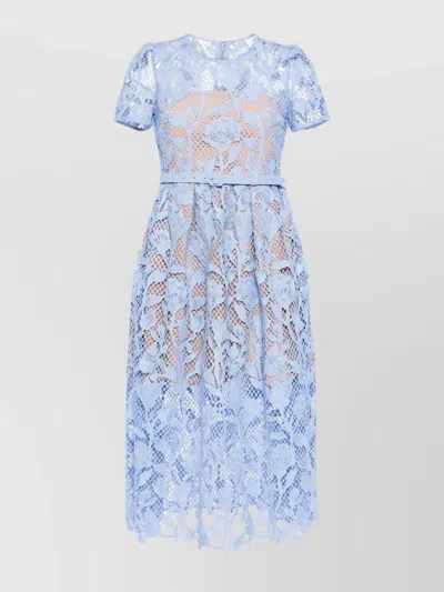 Self-portrait Lily Floral-lace Midi Dress In Blue