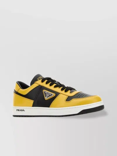 Prada Men's Downtown Logo Leather Low-top Trainers In Multicolor