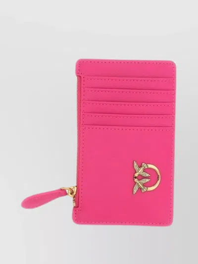 Pinko Love Birds Logo-plaque Quilted Cardholder In Rosa