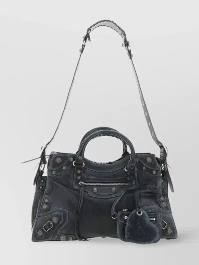 Balenciaga Neo Cagole City Leather Shoulder Bag In Чёрный