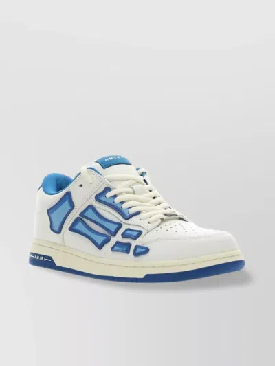Amiri Skel Top Leather Sneakers In White,blue